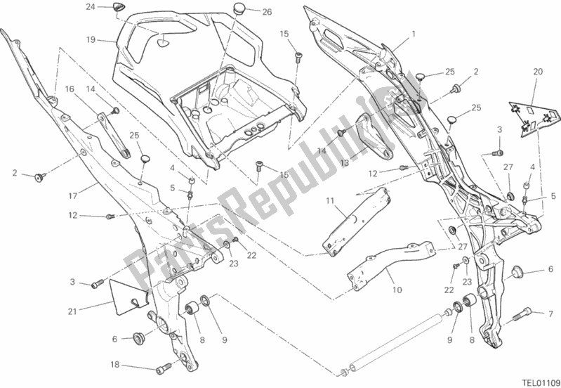 All parts for the Rear Frame Comp. Of the Ducati Multistrada 1260 S ABS USA 2019